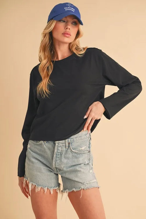 Aemi+Co Round Neck Long Sleeve T-Shirt-0