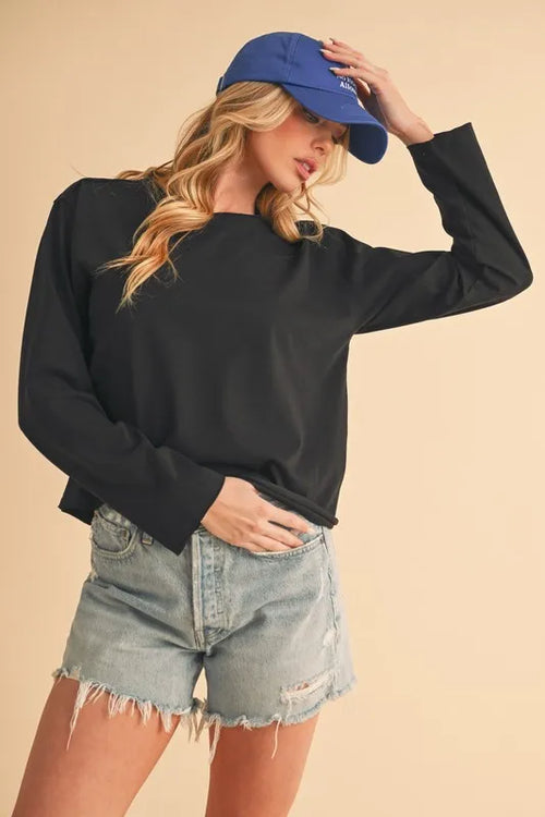Aemi+Co Round Neck Long Sleeve T-Shirt-1