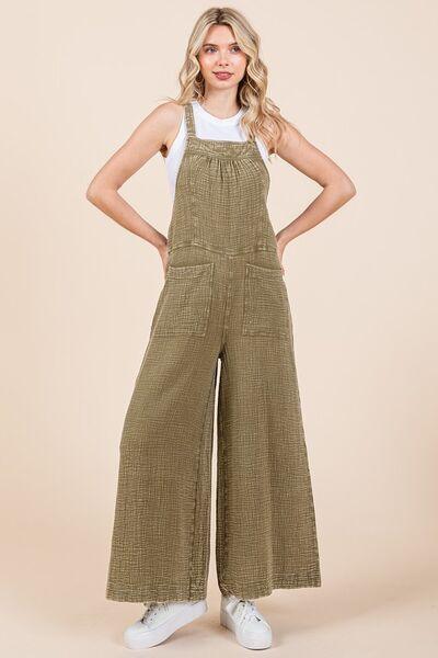 Mittoshop Textured Wide Leg Overalls-3